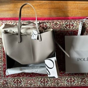 Polène Cyme edition Textured Taupe full size tote shoulder bag (like new!)